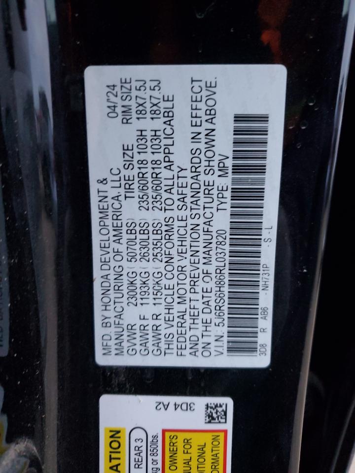 2024 HONDA CR-V SPORT-L VIN:5J6RS6H86RL037820