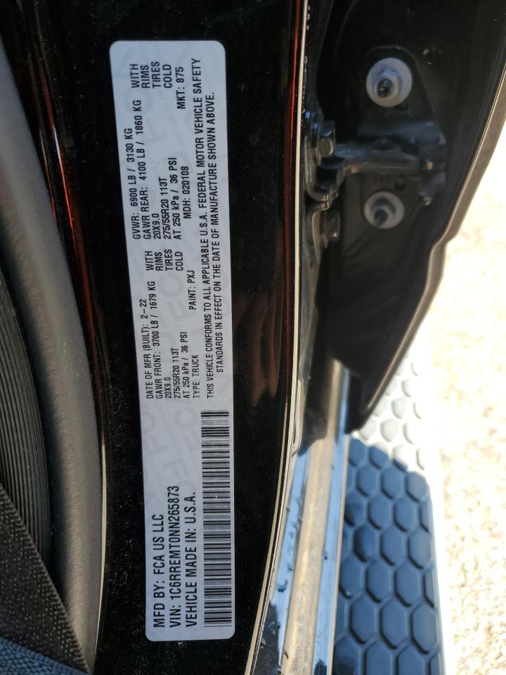 2022 RAM 1500 BIG HORN/LONE STAR VIN:1C6RREMT0NN265873