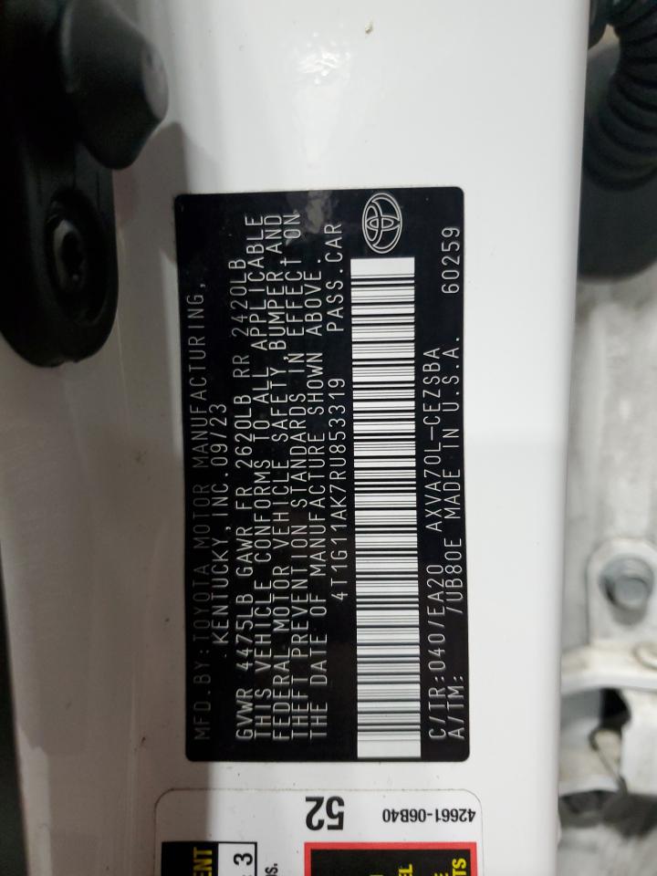 2024 TOYOTA CAMRY SE NIGHT SHADE VIN:4T1G11AK7RU853319