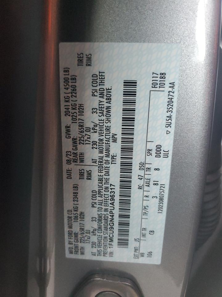 2023 FORD ESCAPE ACTIVE VIN:1FMCU9GN4PUA96317