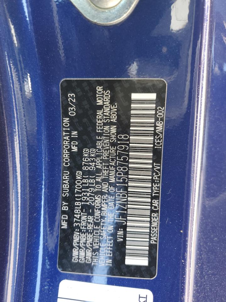 2023 TOYOTA GR 86 PREMIUM VIN:JF1ZNBF15P8757918
