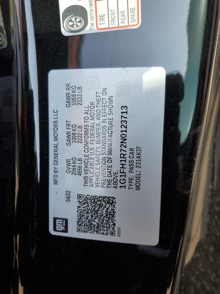 2022 CHEVROLET CAMARO SS VIN:1G1FH1R72N0123713