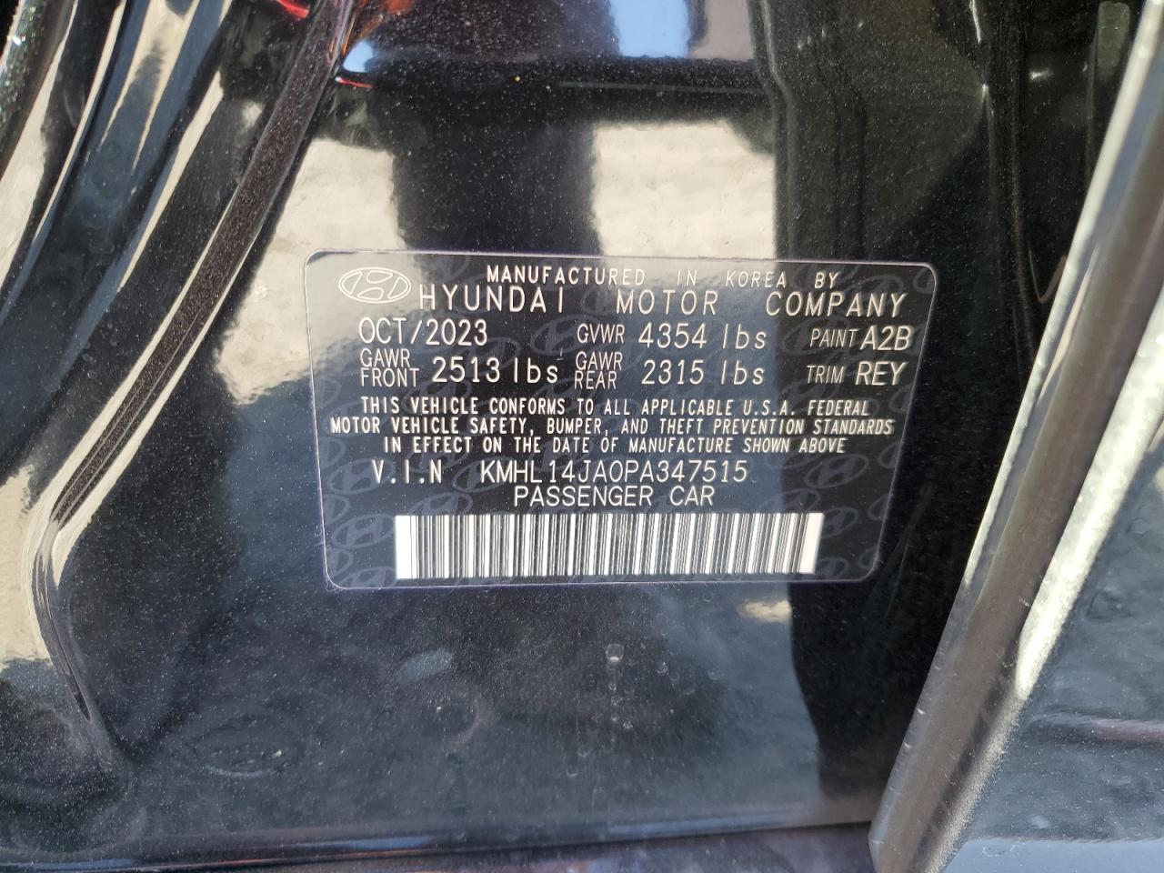 2023 HYUNDAI SONATA SEL VIN:KMHL14JA0PA347515