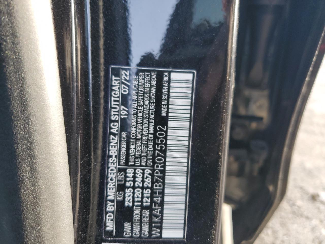 2023 MERCEDES-BENZ C 300 4MATIC VIN:W1KAF4HB7PR075502