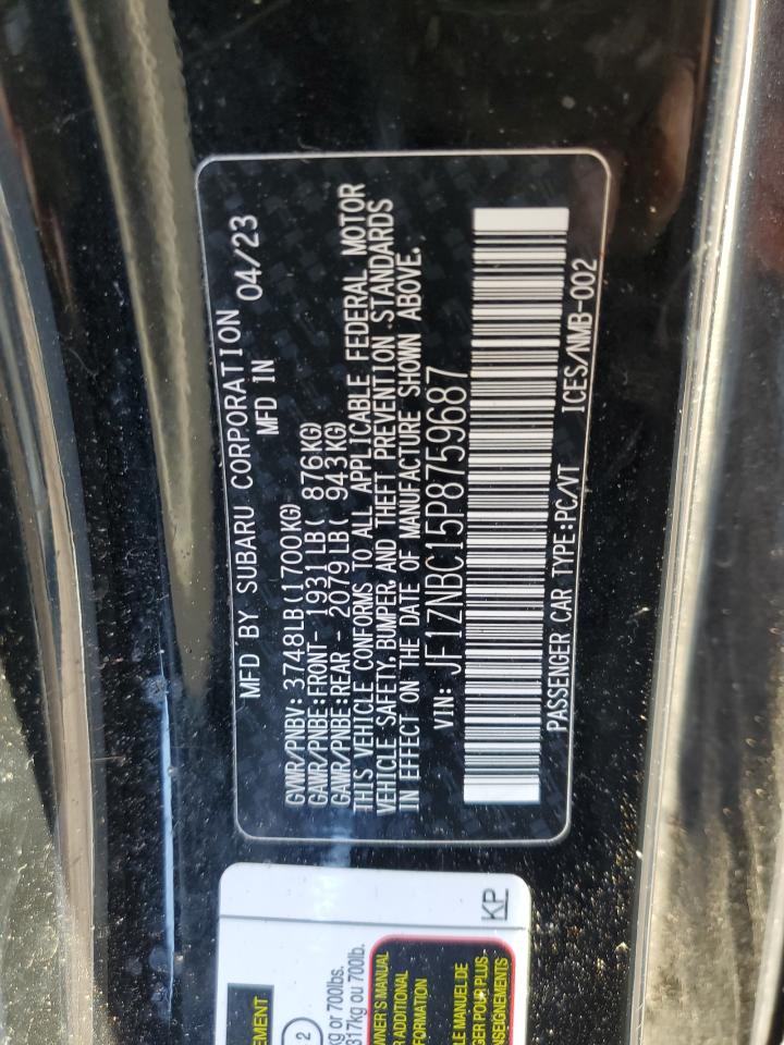 2023 TOYOTA GR 86 VIN:JF1ZNBC15P8759687