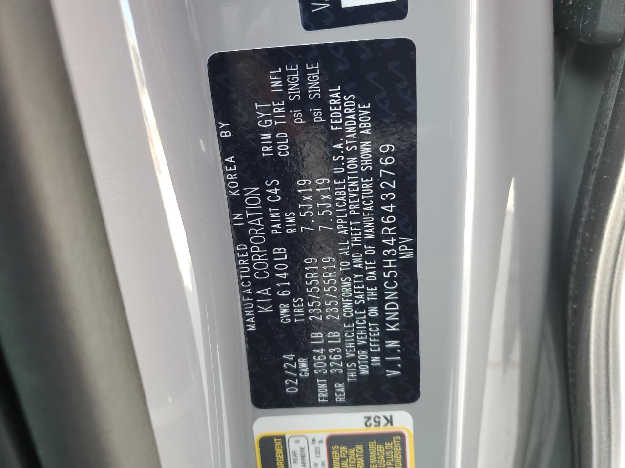 2024 KIA CARNIVAL EX VIN:KNDNC5H34R6432769