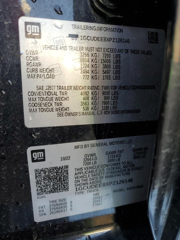 2023 CHEVROLET SILVERADO K1500 RST VIN:1GCUDEE8XPZ126146