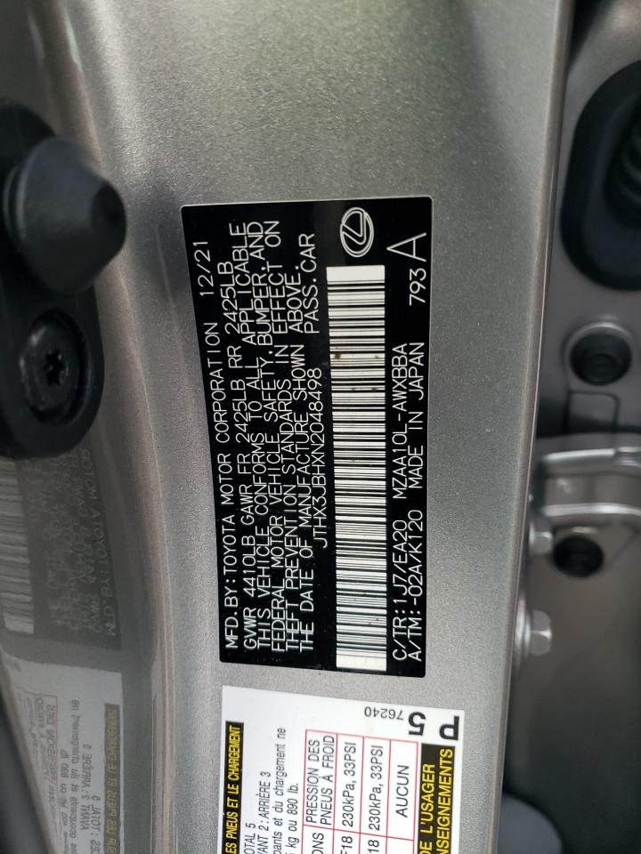 2022 LEXUS UX 200 BASE VIN:JTHX3JBHXN2048498