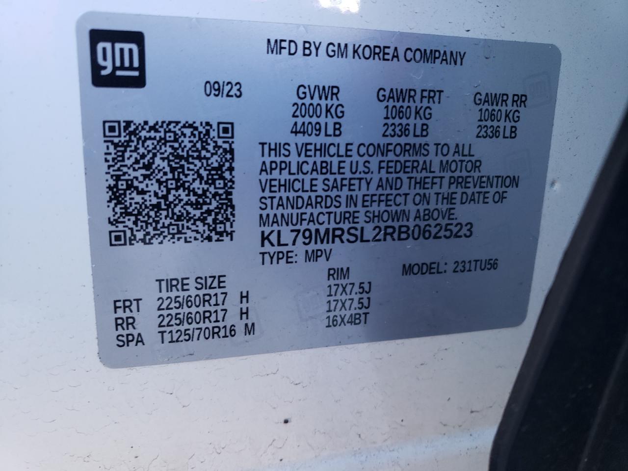 2024 CHEVROLET TRAILBLAZER LT VIN:JTMZD32VX85097258