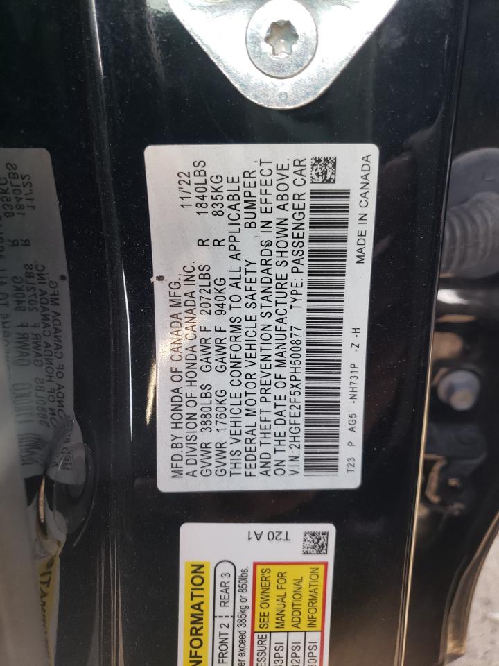 2023 HONDA CIVIC SPORT VIN:2HGFE2F5XPH500877