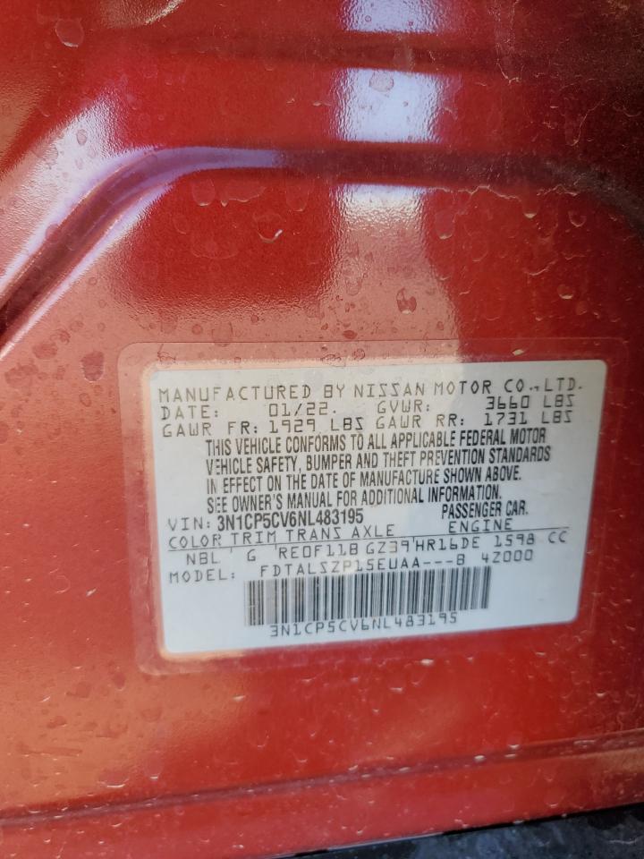 2022 NISSAN KICKS SV VIN:3N1CP5CV6NL483195