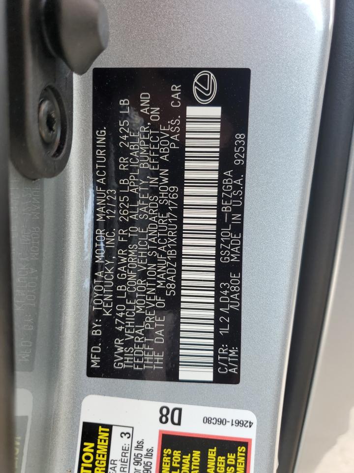 2024 LEXUS ES 350 BASE VIN:58ADZ1B1XRU171769