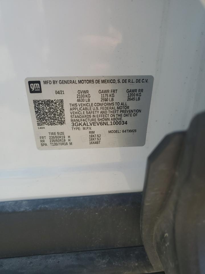 2022 GMC TERRAIN SLT VIN:3GKALVEV6NL100034