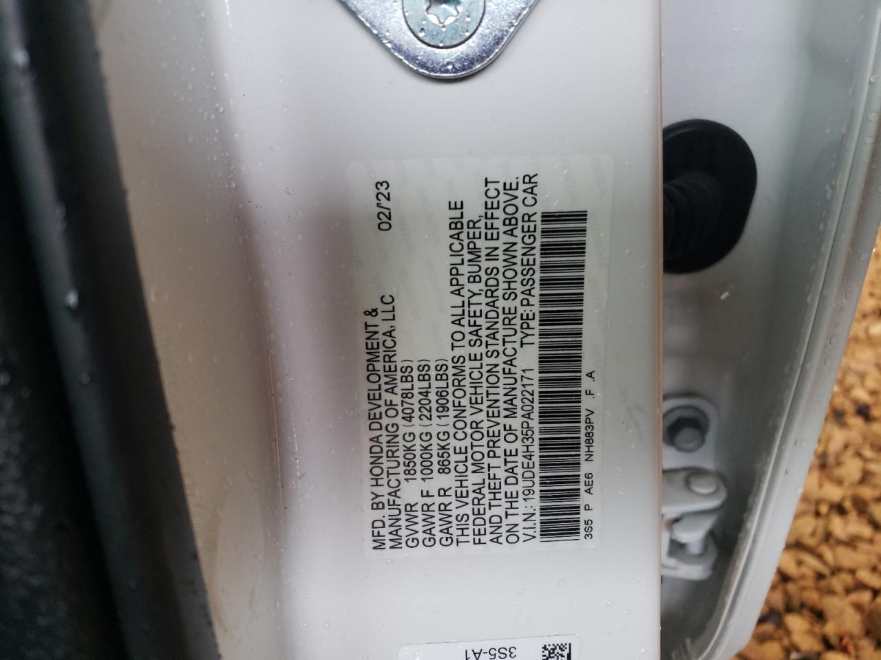 2023 ACURA INTEGRA A-SPEC VIN:19UDE4H35PA022171