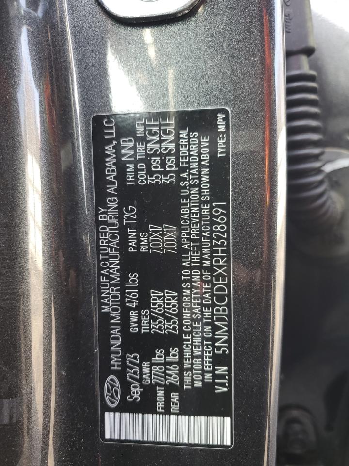 2024 HYUNDAI TUCSON SEL VIN:5NMJBCDEXRH328691