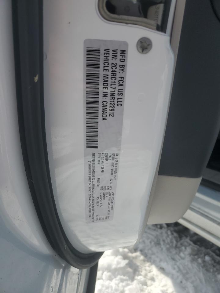 2022 CHRYSLER PACIFICA HYBRID TOURING L VIN:2C4RC1L71NR122912