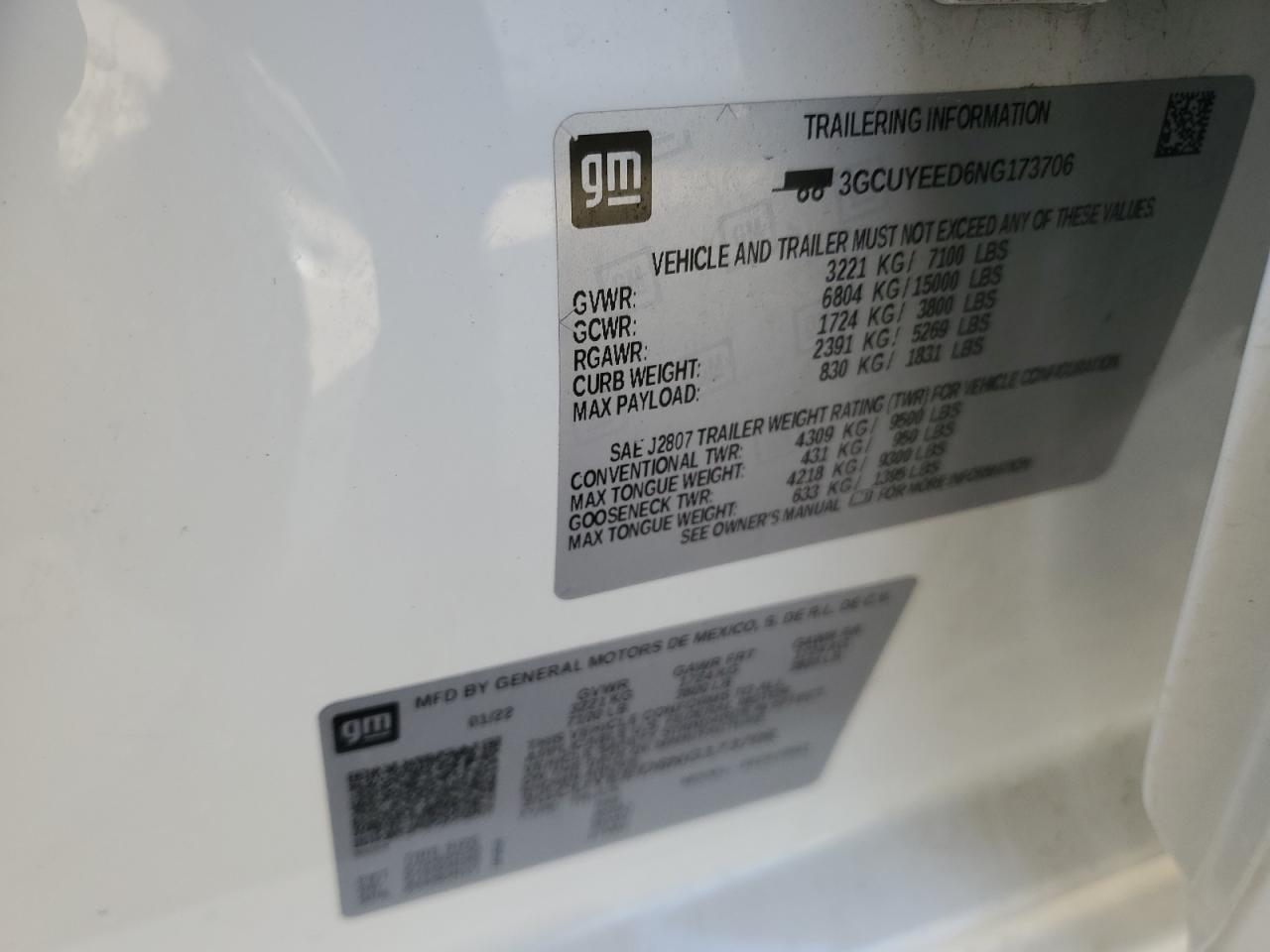 2022 CHEVROLET SILVERADO LTD K1500 RST VIN:3GCUYEED6NG173706