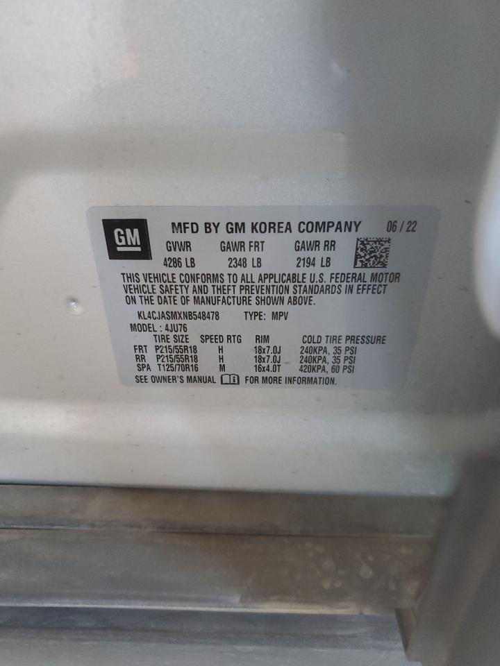 2022 BUICK ENCORE PREFERRED VIN:KL4CJASMXNB548478