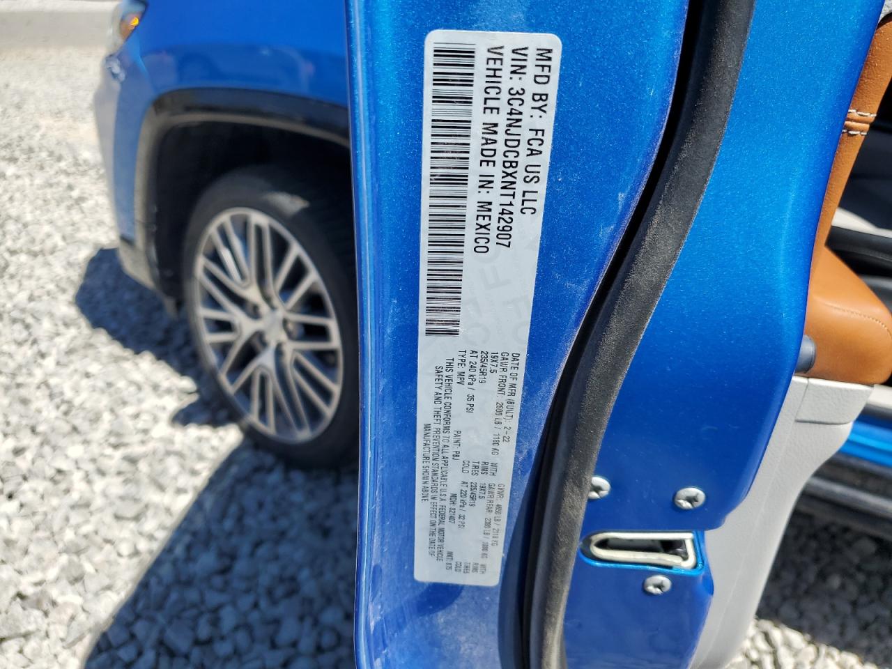 2022 JEEP COMPASS LIMITED VIN:3C4NJDCBXNT142907