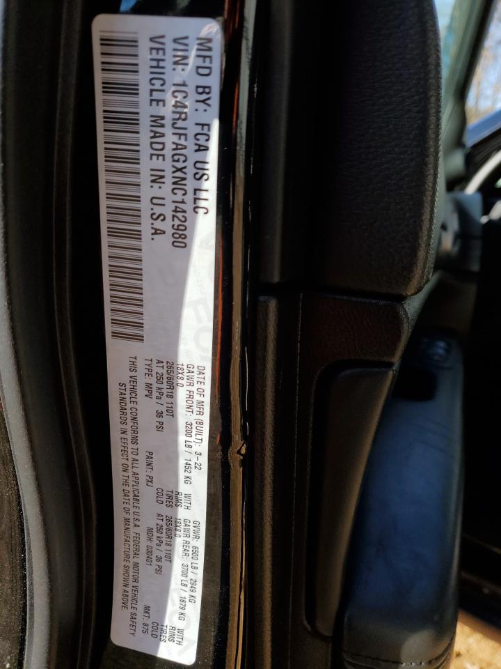 2022 JEEP GRAND CHEROKEE LAREDO E VIN:1C4RJFAGXNC142980