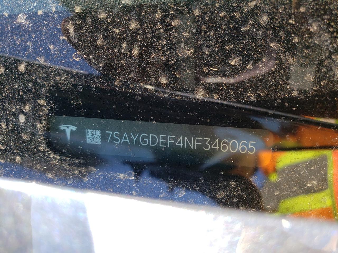 2022 TESLA MODEL Y VIN:7SAYGDEF4NF346065