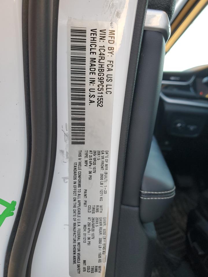 2023 JEEP GRAND CHEROKEE LIMITED VIN:1C4RJHBG9PC511552