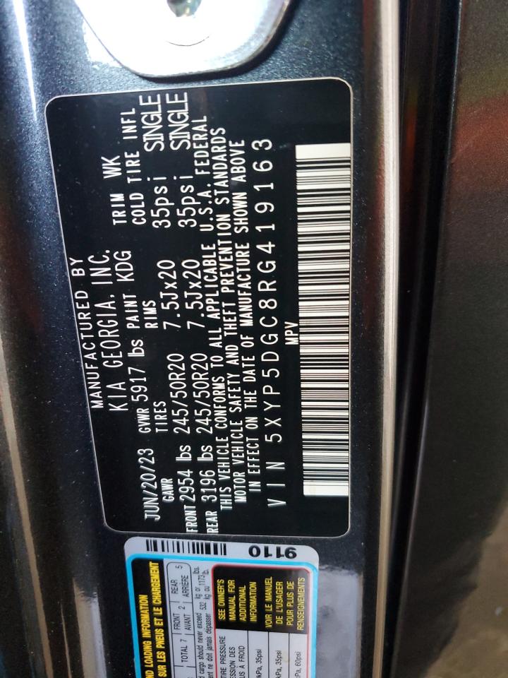 2024 KIA TELLURIDE SX VIN:5XYP5DGC8RG419163