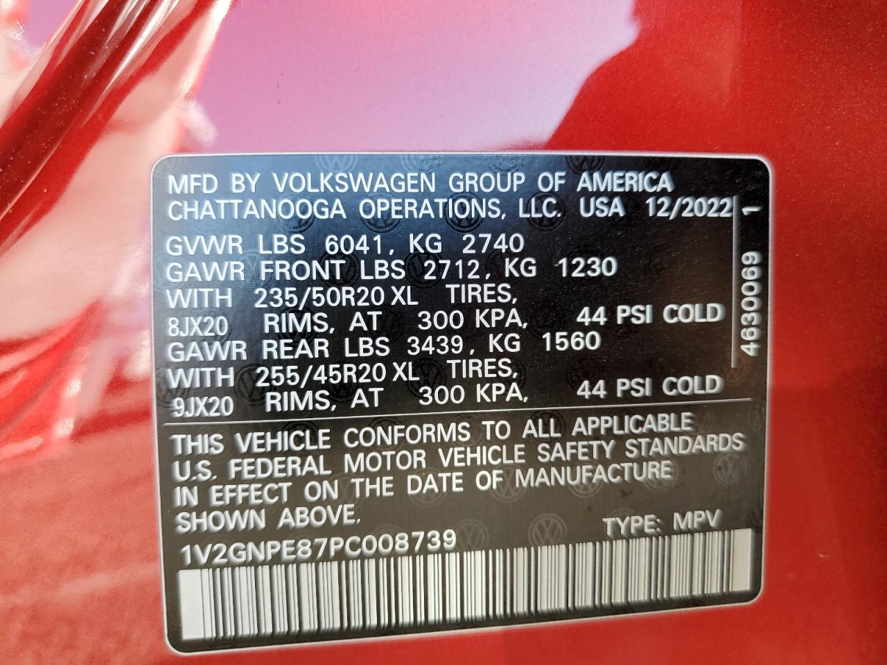 2023 VOLKSWAGEN ID.4 PRO S VIN:1V2GNPE87PC008739
