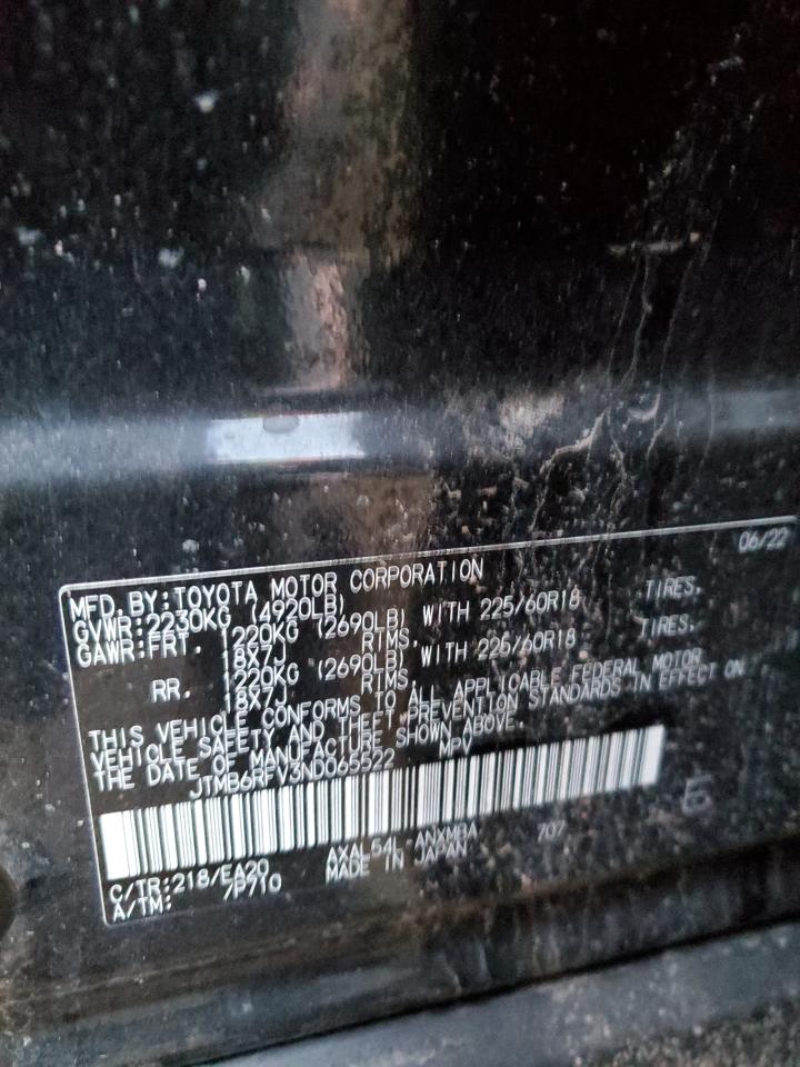 2022 TOYOTA RAV4 XLE PREMIUM VIN:JTMB6RFV3ND065522