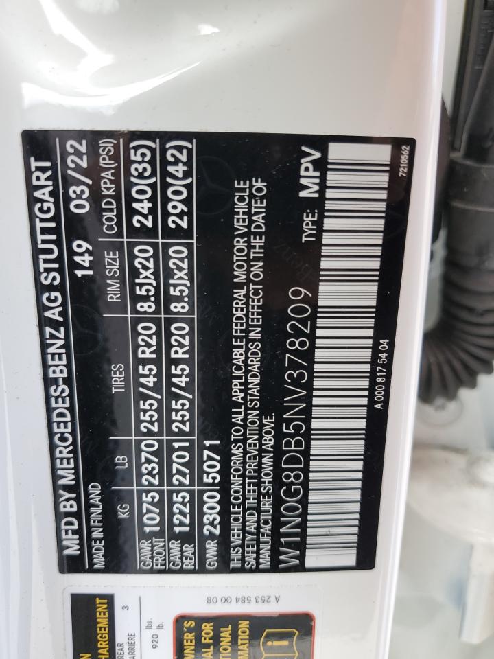 2022 MERCEDES-BENZ GLC 300 VIN:W1N0G8DB5NV378209