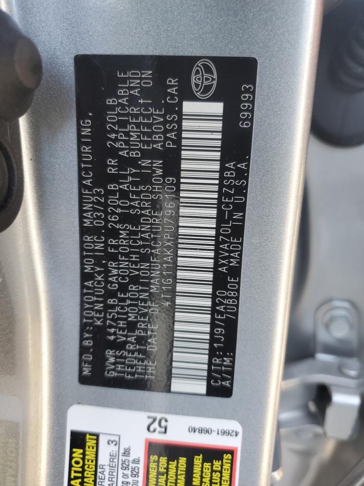 2023 TOYOTA CAMRY SE NIGHT SHADE VIN:4T1G11AKXPU796109