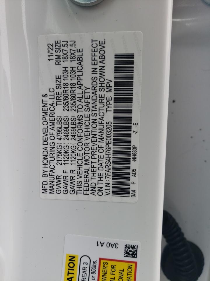 2023 HONDA CR-V EXL VIN:7FARS4H76PE003205