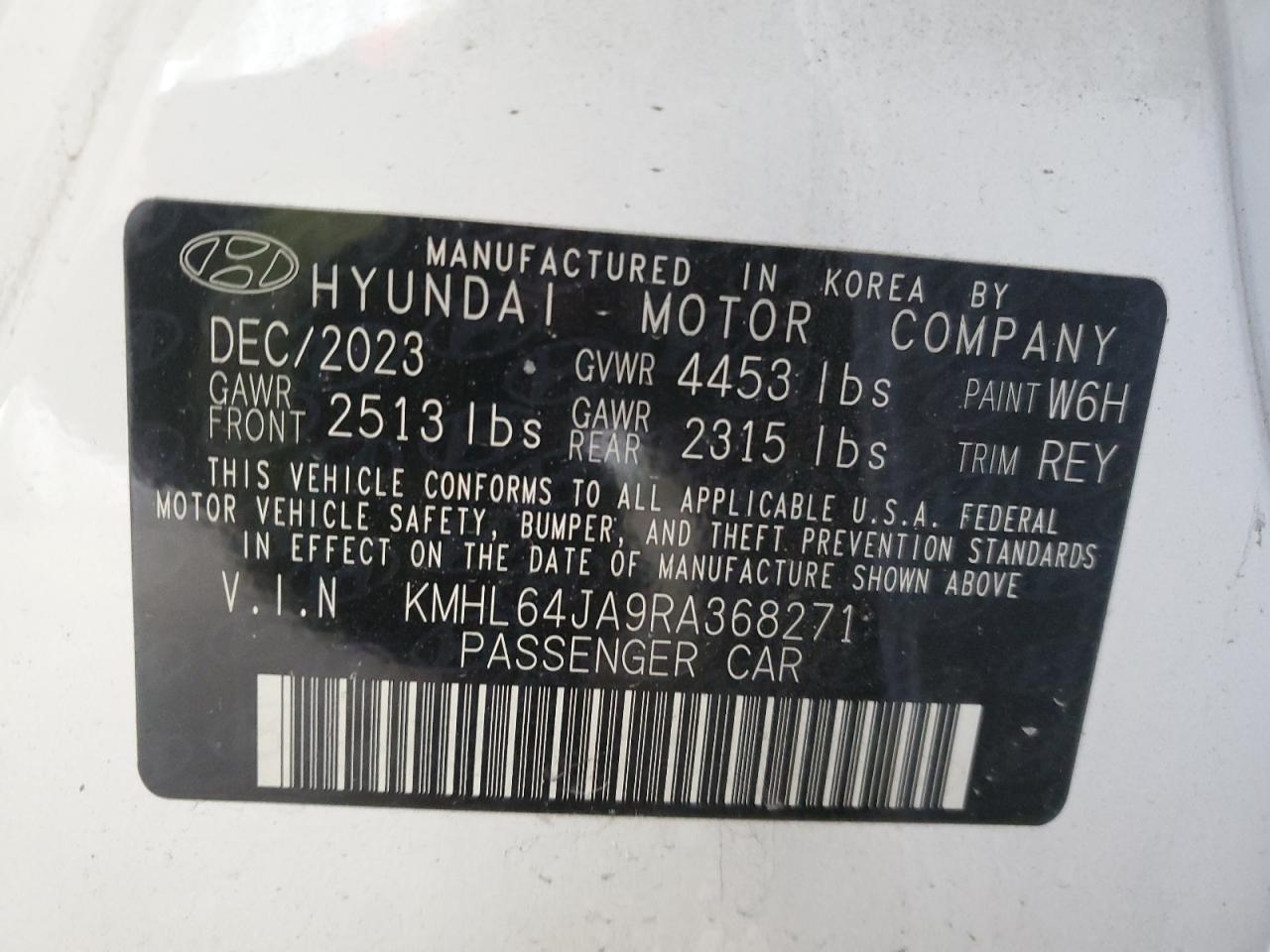 2024 HYUNDAI SONATA SEL VIN:KMHL64JA9RA368271
