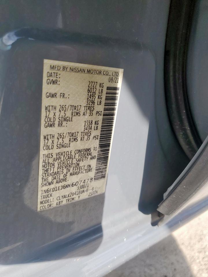 2022 NISSAN FRONTIER S VIN:1N6ED1EJ6NN607478