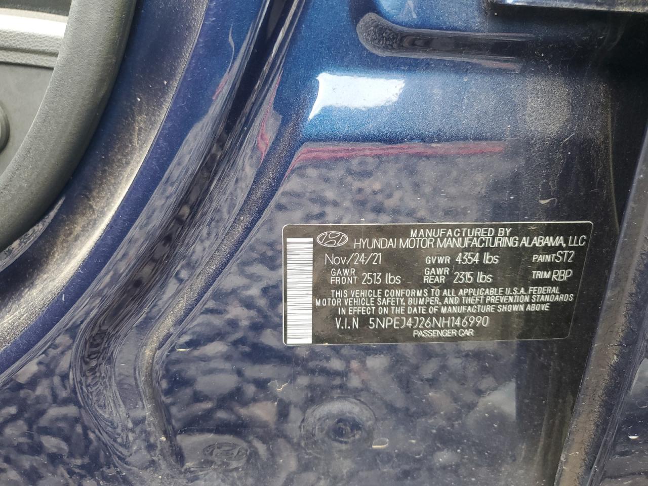 2022 HYUNDAI SONATA SEL PLUS VIN:5NPEJ4J26NH146990