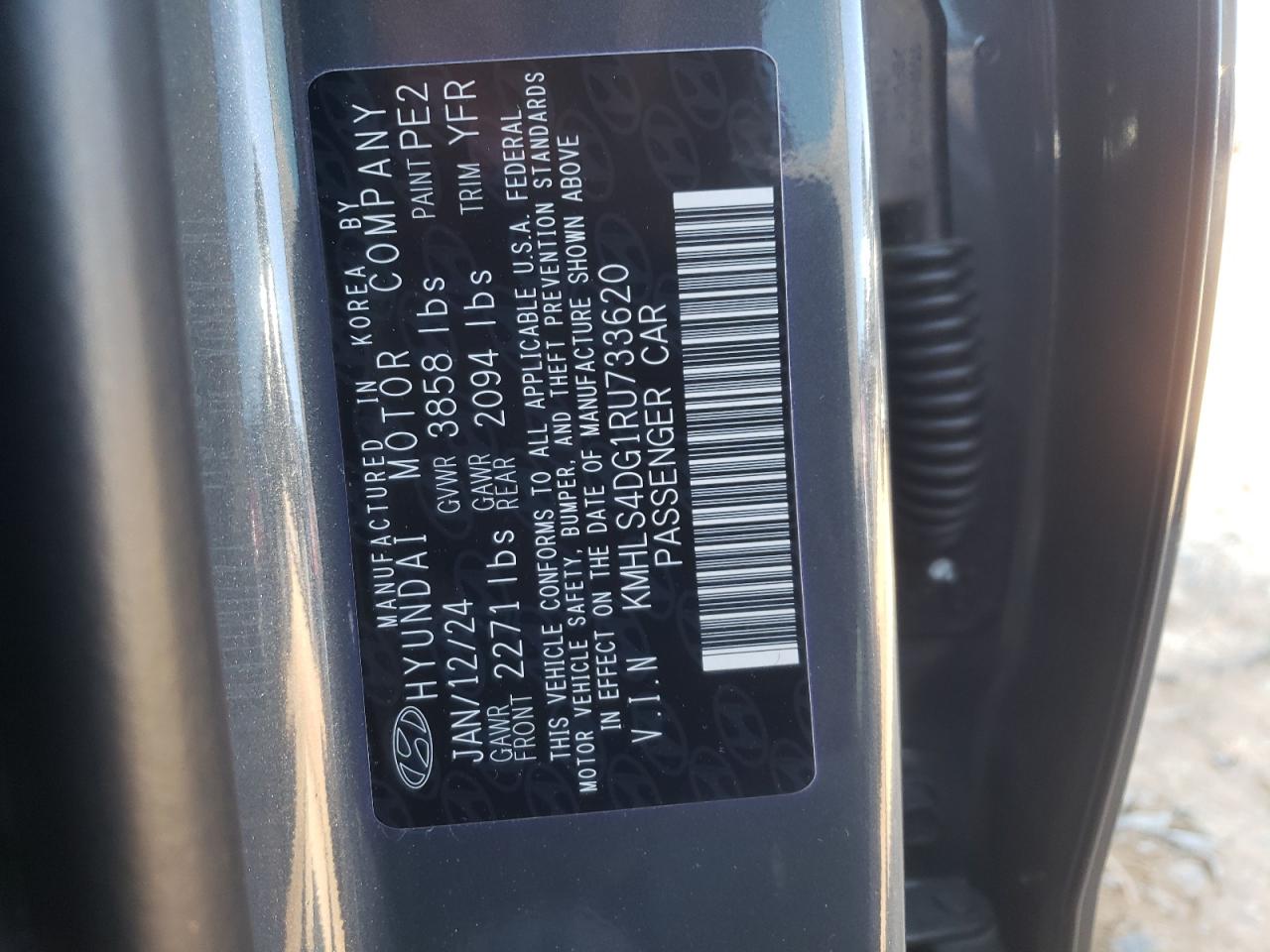 2024 HYUNDAI ELANTRA SEL VIN:KMHLS4DG1RU733620