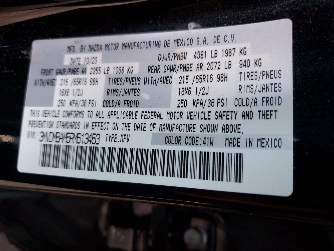 2024 MAZDA CX-30 VIN:3MVDMBAM5RM613453