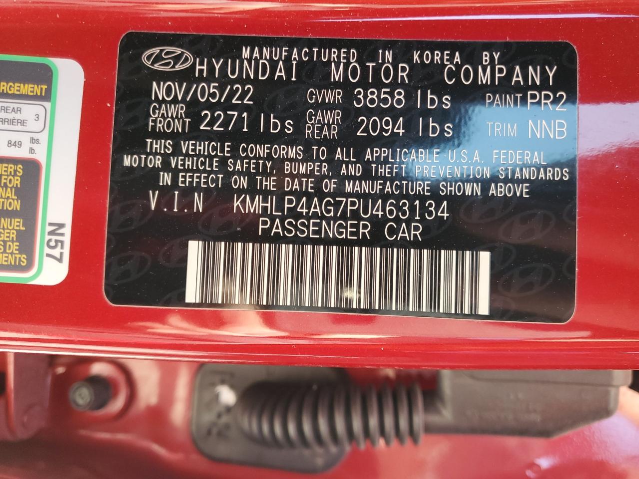 2023 HYUNDAI ELANTRA LIMITED VIN:KMHLP4AG7PU463134