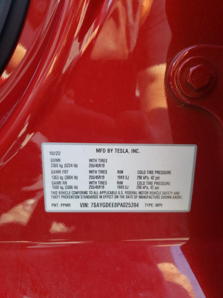 2023 TESLA MODEL Y VIN:7SAYGDEE8PA025394