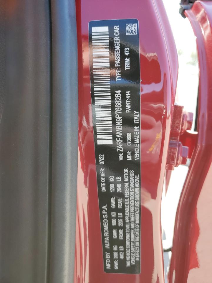 2023 ALFA ROMEO GIULIA TI VIN:ZARFAMBN9P7668264