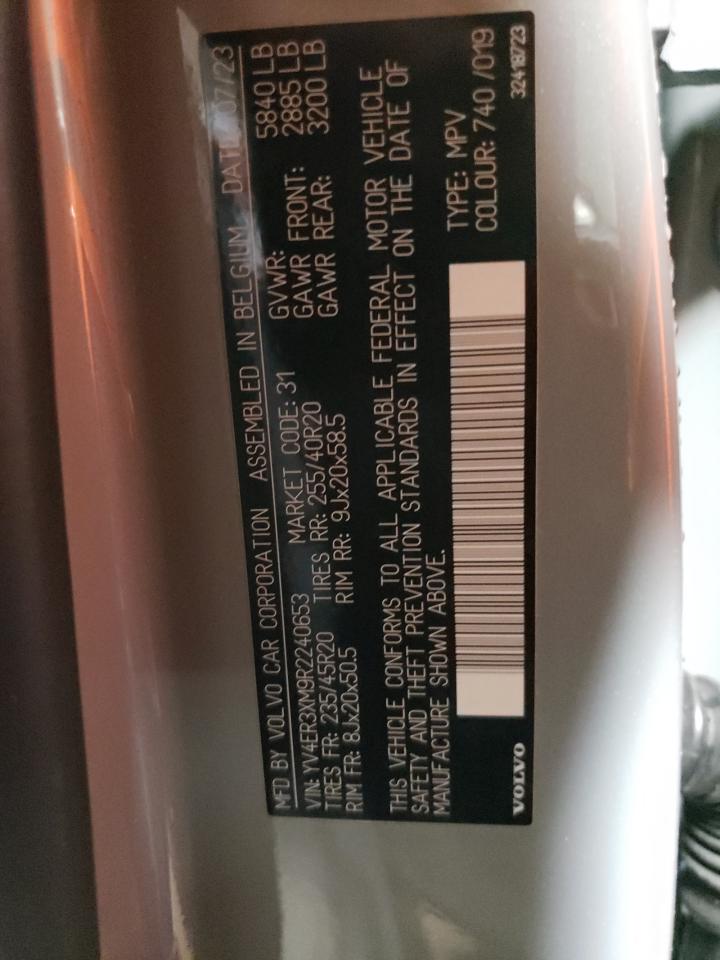 2024 VOLVO XC40 RECHARGE ULTIMATE VIN:YV4ER3XM9R2240653