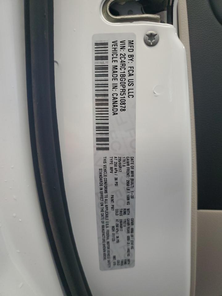 2023 CHRYSLER PACIFICA TOURING L VIN:2C4RC1BG0PR510878