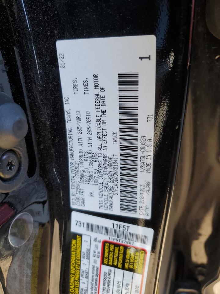 2022 TOYOTA TUNDRA DOUBLE CAB SR VIN:5TFLA5DA3NX010417
