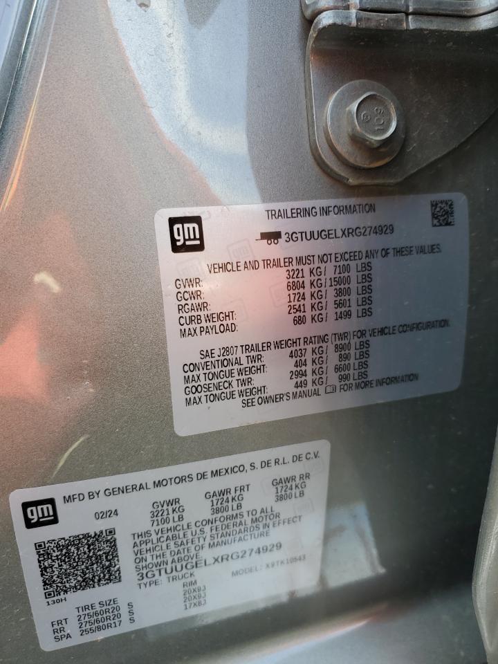 2024 GMC SIERRA K1500 DENALI VIN:3GTUUGELXRG274929