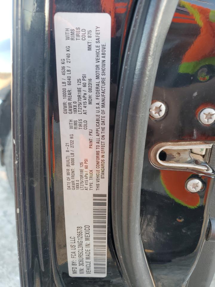 2022 RAM 2500 TRADESMAN VIN:3C6UR5CL3NG126678