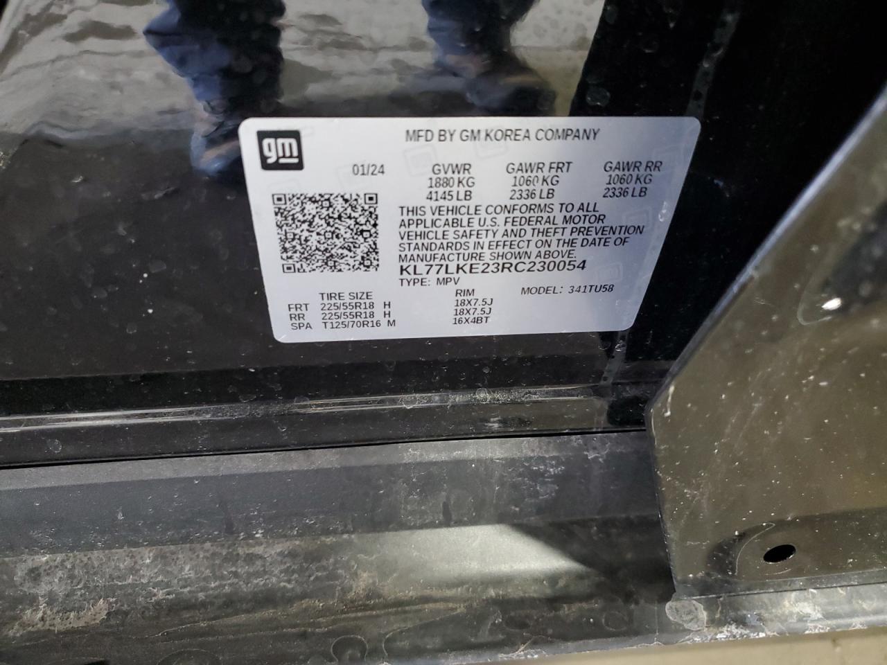 2024 CHEVROLET TRAX ACTIV VIN:KL77LKE23RC230054