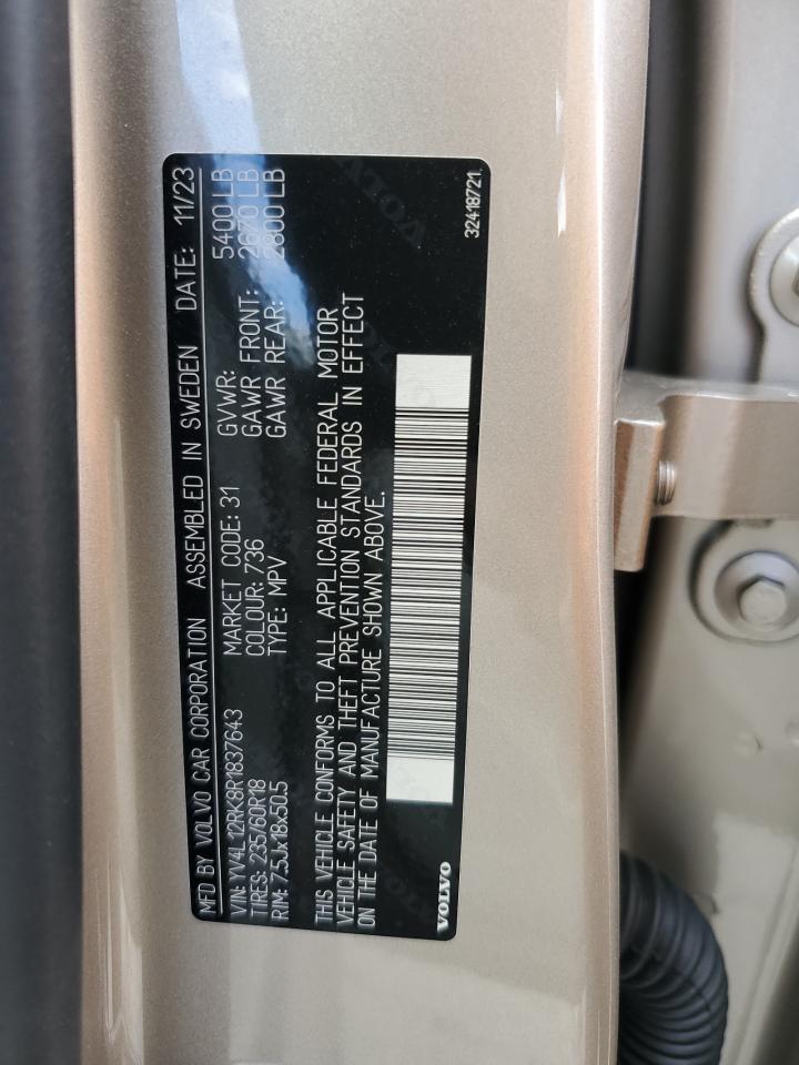 2024 VOLVO XC60 CORE VIN:YV4L12RK8R1837643