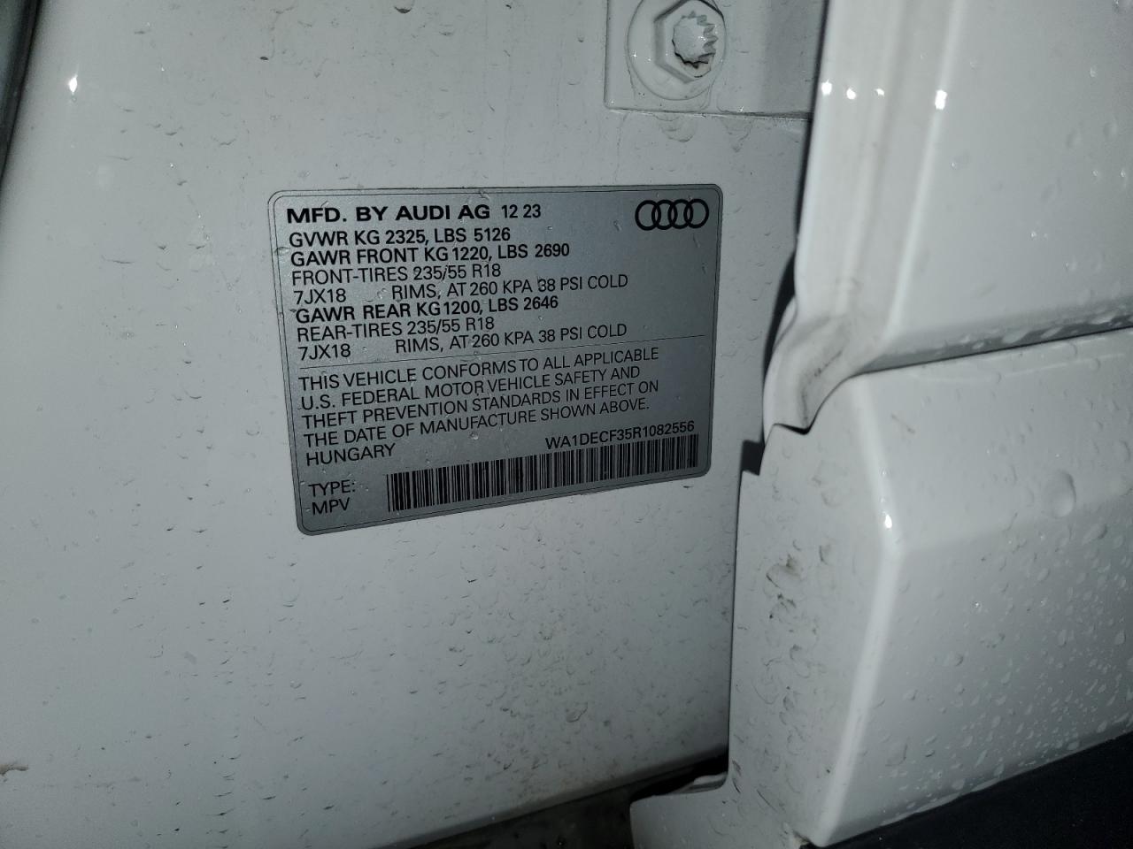 2024 AUDI Q3 PREMIUM S LINE 45 VIN:5YJSA1E5XPF519780