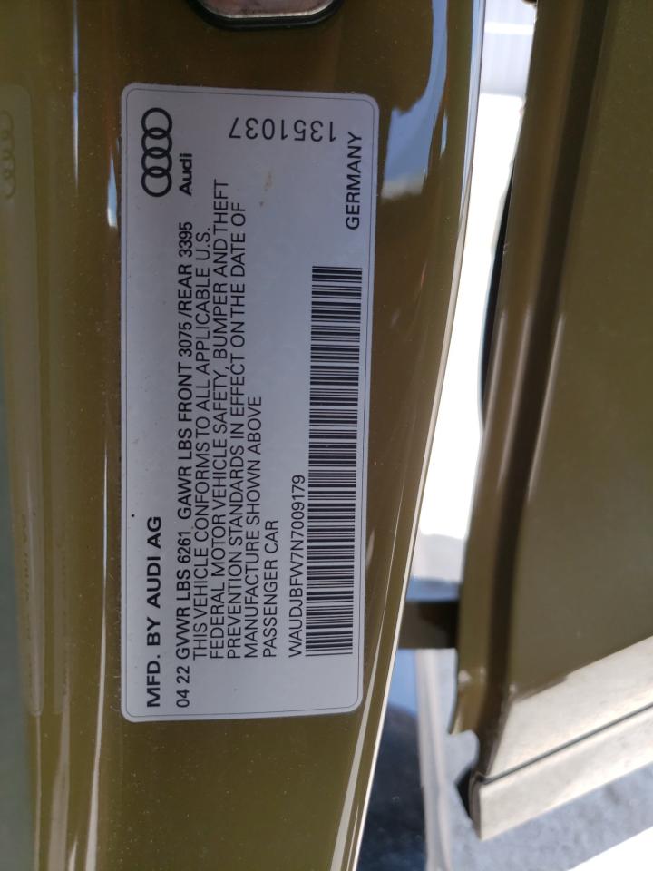 2022 AUDI E-TRON GT PRESTIGE VIN:WAUDJBFW7N7009179