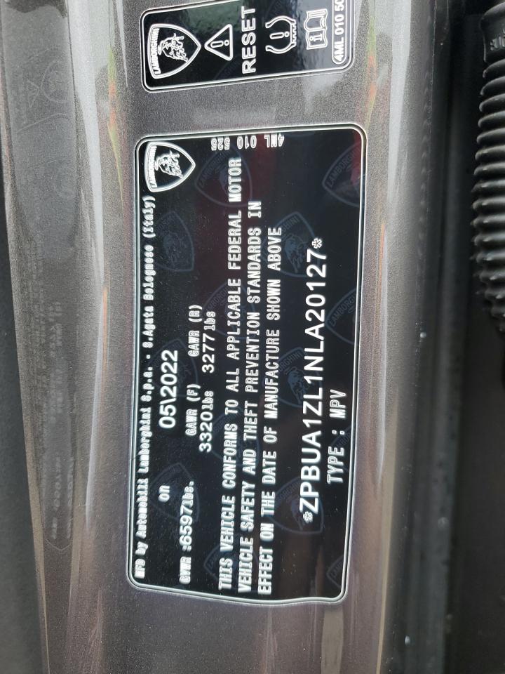 2022 LAMBORGHINI URUS VIN:ZPBUA1ZL1NLA20127